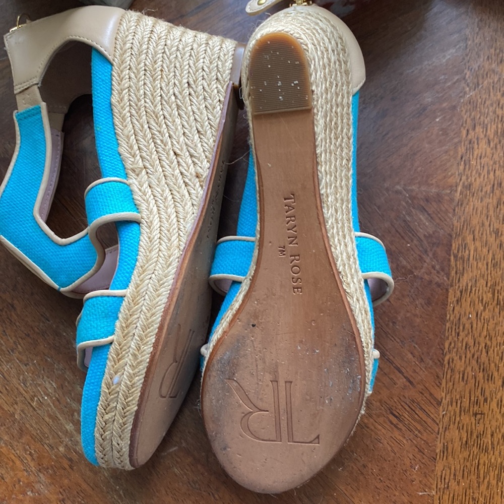 Taryn Rose Turquoise Espadrilles wedge size 7m - Picture 4 of 4